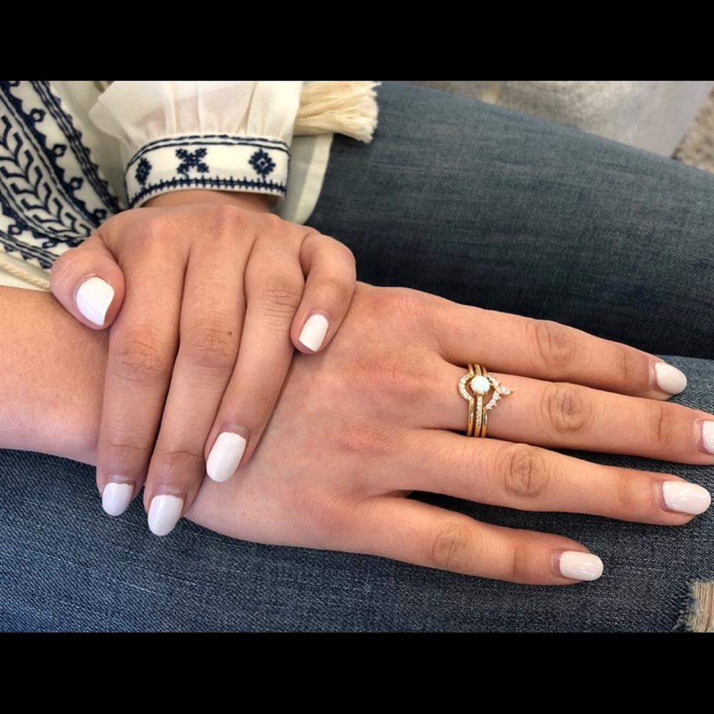 Rudiment Silver Stackable Ring Set, Opal, Crystal